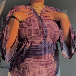 vintage fairy core b swan vibes button up bell sleeve top